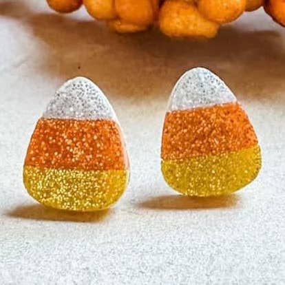 Clous d'oreilles en forme de bonbon à paillettes pour la vente par Golden Rae Wholesale