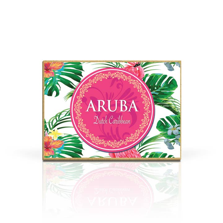 Matrix - Wholesale Magnet - Customizable Horizontal Wood Magnet: Flamingo Paradise