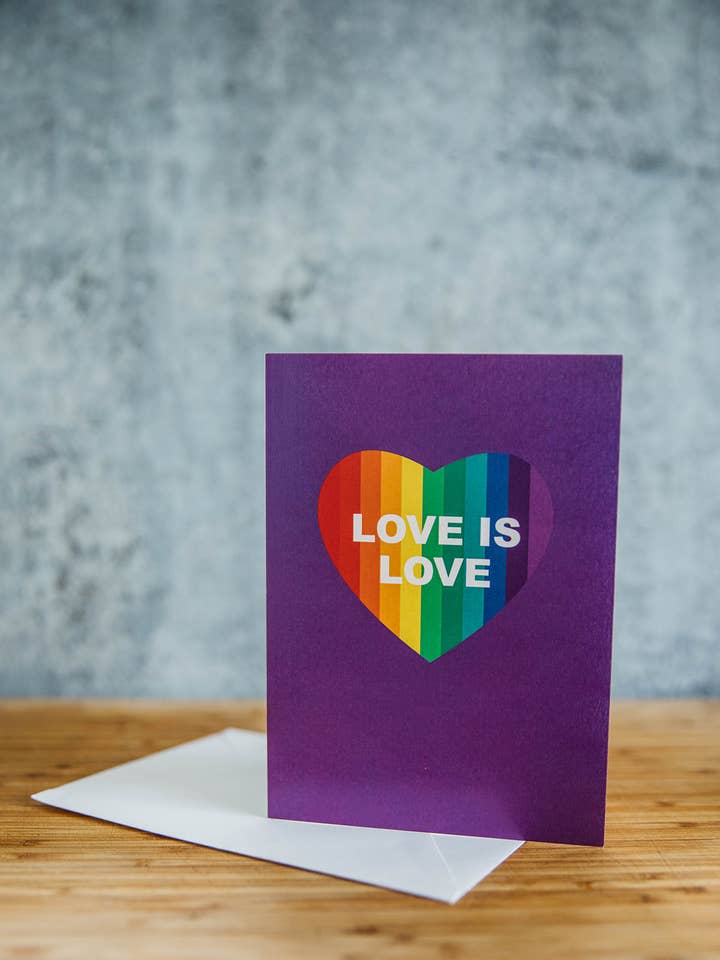 Rainbow Love Heart LGBTQ+ Greeting Card for wholesale by Dash of Pride, LLC