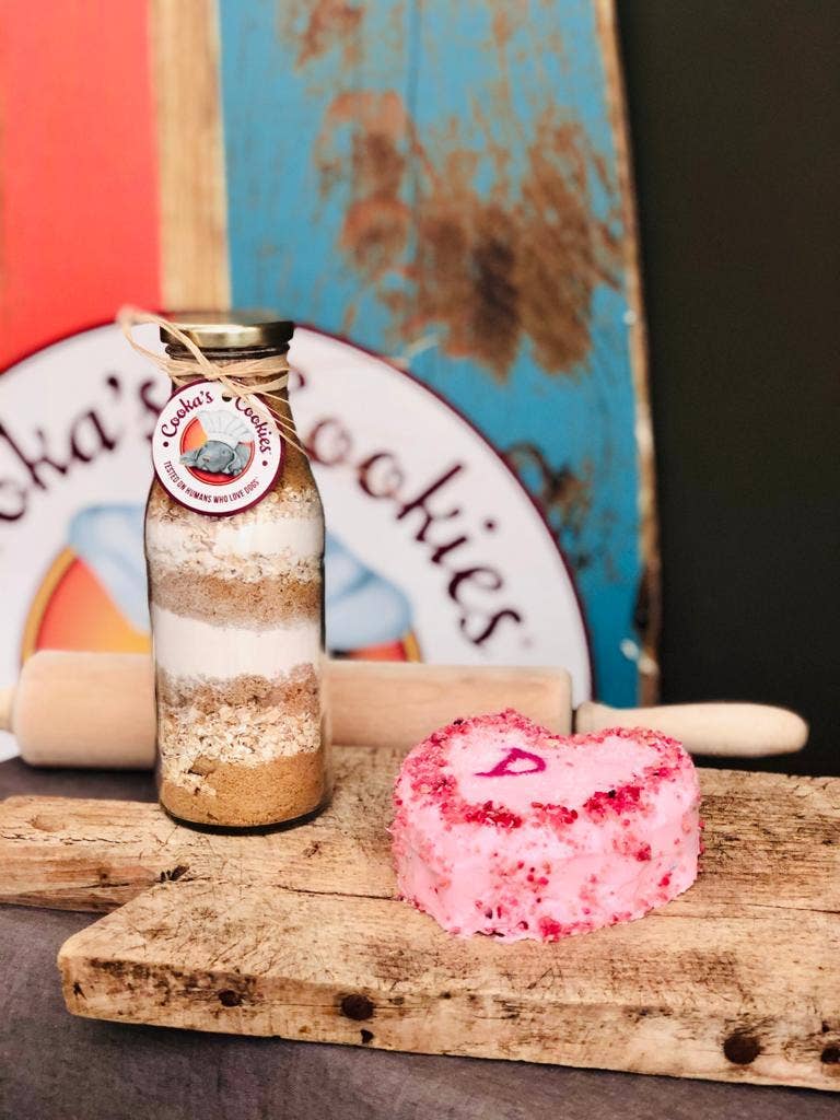 Belpharmed bv: Cooka's Cookies & Sensidog - Vente Friandises – chien - Gâteau en bouteille - Mélange à gâteau au poulet ou aux crevettes pour chiens4