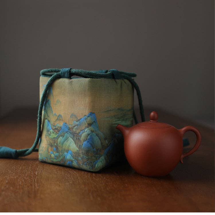 Gohobi （We cover U.S. import duties） - Wholesale Storage Bag - Gohobi Birds Mountains Rivers Teaware Storage Travel Bag Shifuku17