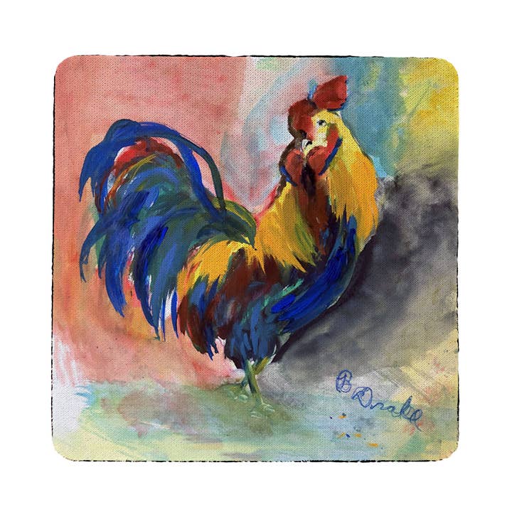 Blue Tail Rooster Coaster Set of 4 for wholesale by Betsy Drake Interiors