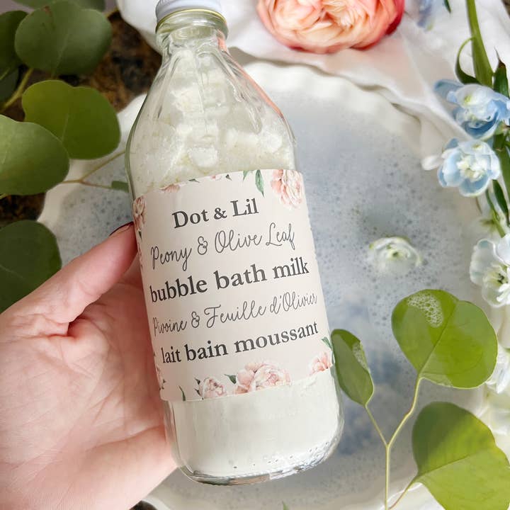 Dot & Lil - Wholesale Bubble Bath - NEW - Peony & Olive Leaf bubble bath milk1
