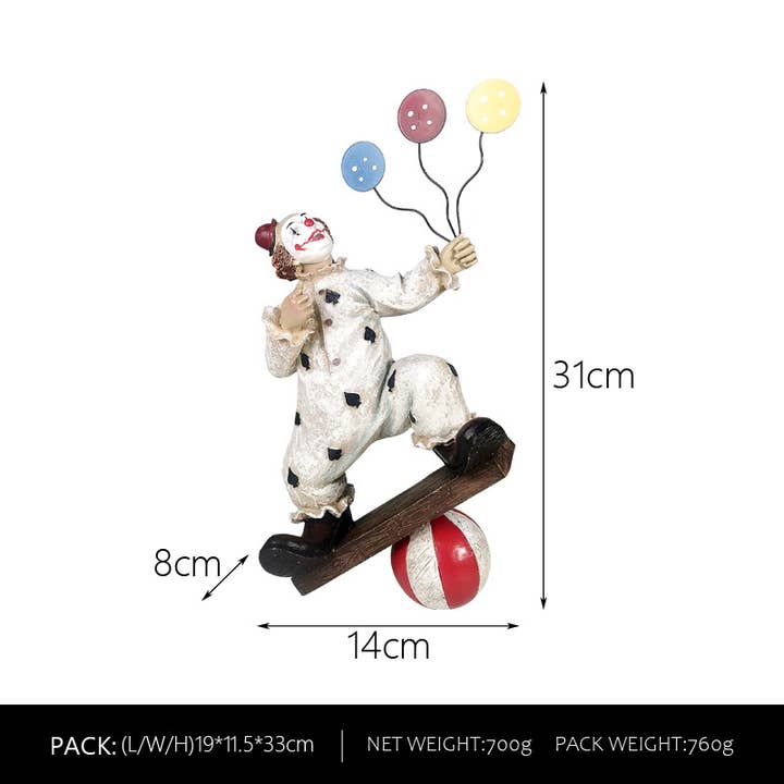 Liffy - Wholesale Decorative Figurine - Vintage Resin Circus Clown Figurine Home Decor1