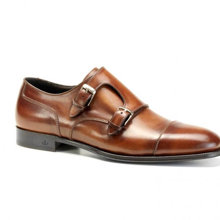 Double Monk Riccardo in cognac voor wholesale door Risch Shoes