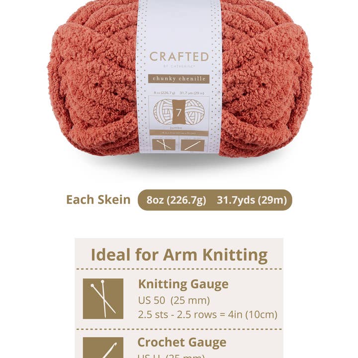 Crafted by Catherine - Wholesale Yarn - Chunky Chenill Yarn | 8oz/227g | Jumbo #7 | Pack of 625