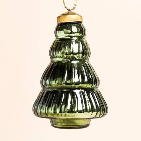Green Glass Christmas Tree Bauble for wholesale by Lisa Angel