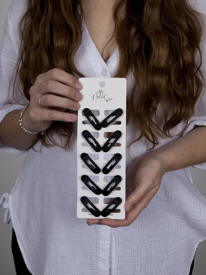 Claw Clip -- Set of 10 - Black - Mini Oval Clips for wholesale by Nakoa The Label