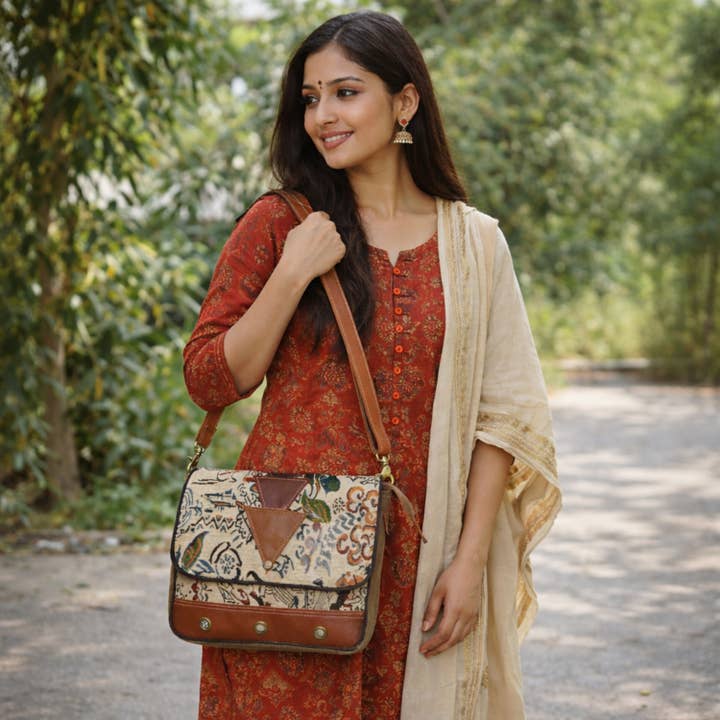 Hasal Women’s Upcycled Canvas & Leather Crossbody Bag for wholesale by Hopofly Bags