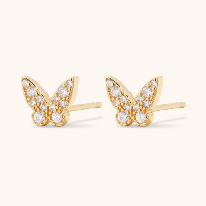 Dahlia 18K Gold-Plated Sterling Silver CZ Stud Earrings for wholesale by Lola & Tae