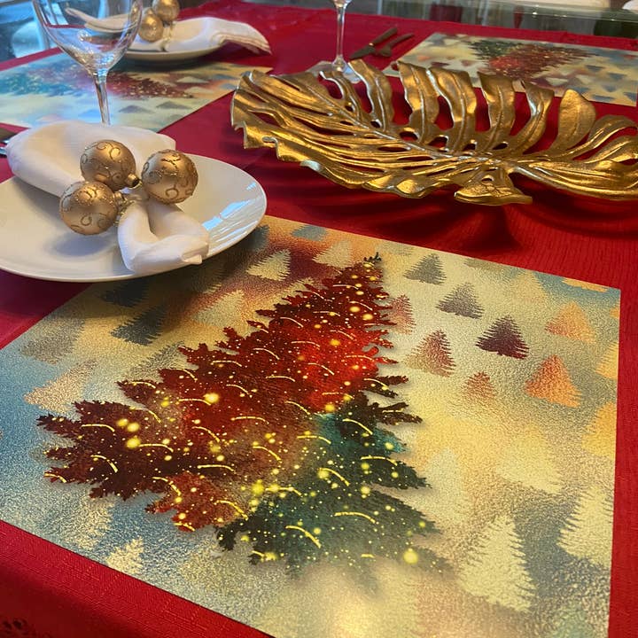 C SQUARED DESIGN - Wholesale Disposable placemat - CHRISTMAS TREE PAPER PLACEMATS SET OF 123