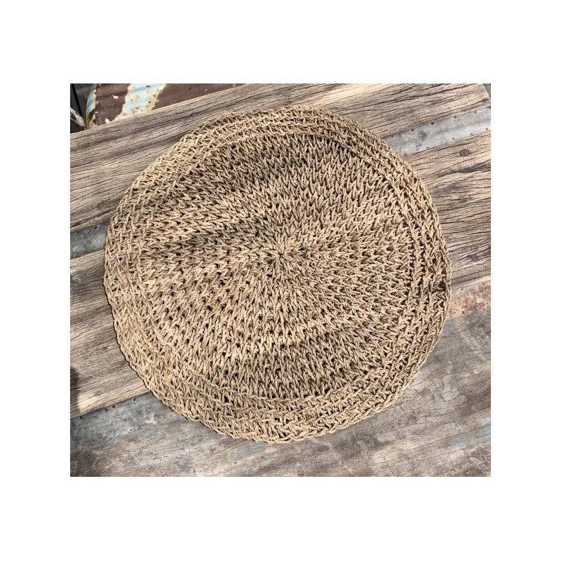 Paloma Black (Casa Natura Design, S.L.) - Vendita all'ingrosso Tovagliette - Sottopiatto Rotondo in Giacinto d'Acqua Naturale Intrecciato a Mano9