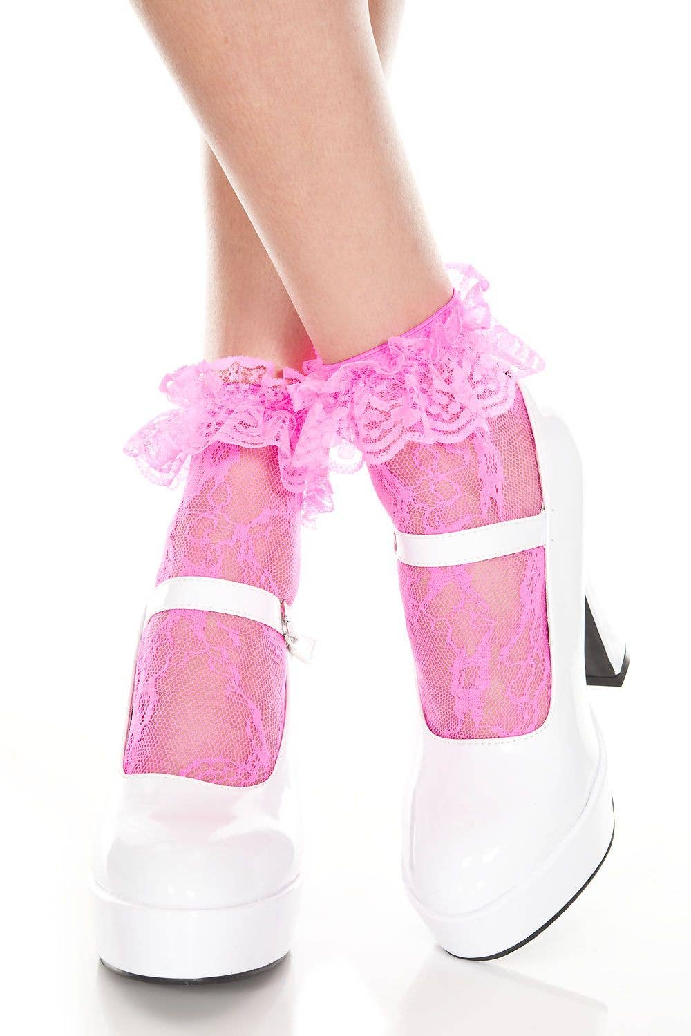 Lingerie Mart - Wholesale Socks - Women's - Music Legs Lace Ruffle Ankle Hi ML5744