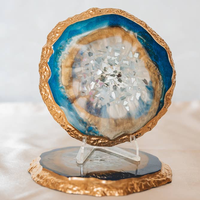 Mixed style lot of 10 resin coasters (5 sets) for wholesale by Aura Resin Arts