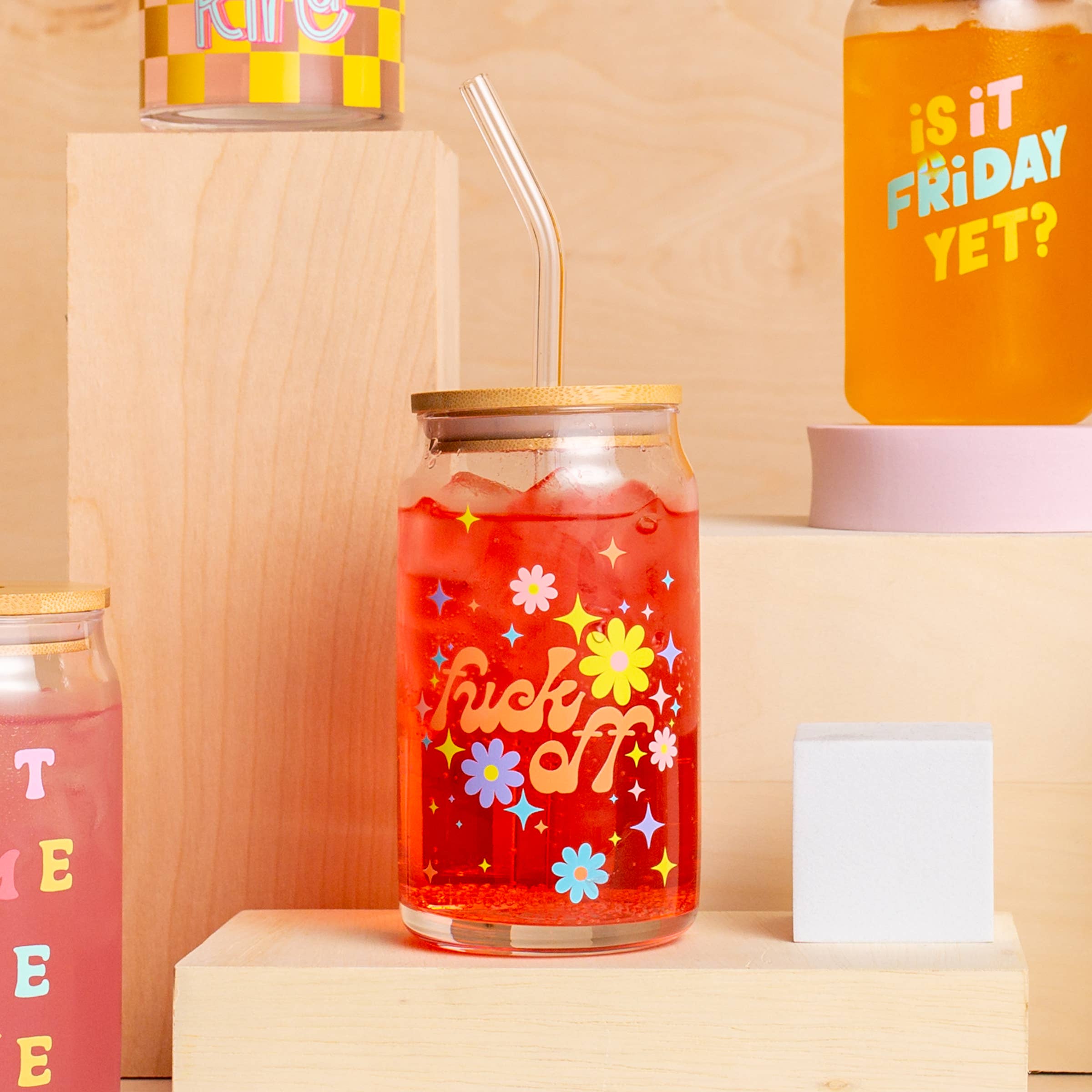 Talking Out of Turn - Wholesale Drinking Glass/Cup - Can Glass w/Lid + Straw TOP SELLER!19