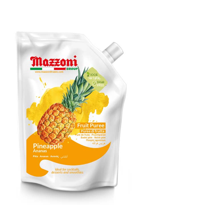 Wholesale Italian Food - Wholesale Fruit Juice - Mazzoni, Pineapple Puree, 100% Pure Pineapple Mix, No Sugar Added, 2.2 lb