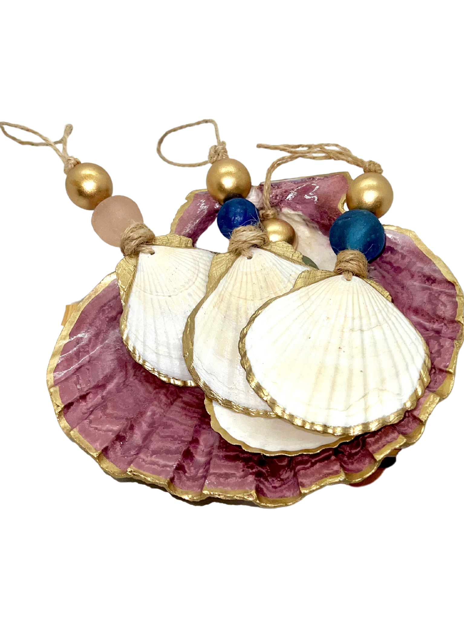 The Gilded Shell - Venta al por mayor Adornos - Adorno navideño costero de vieira dorada6