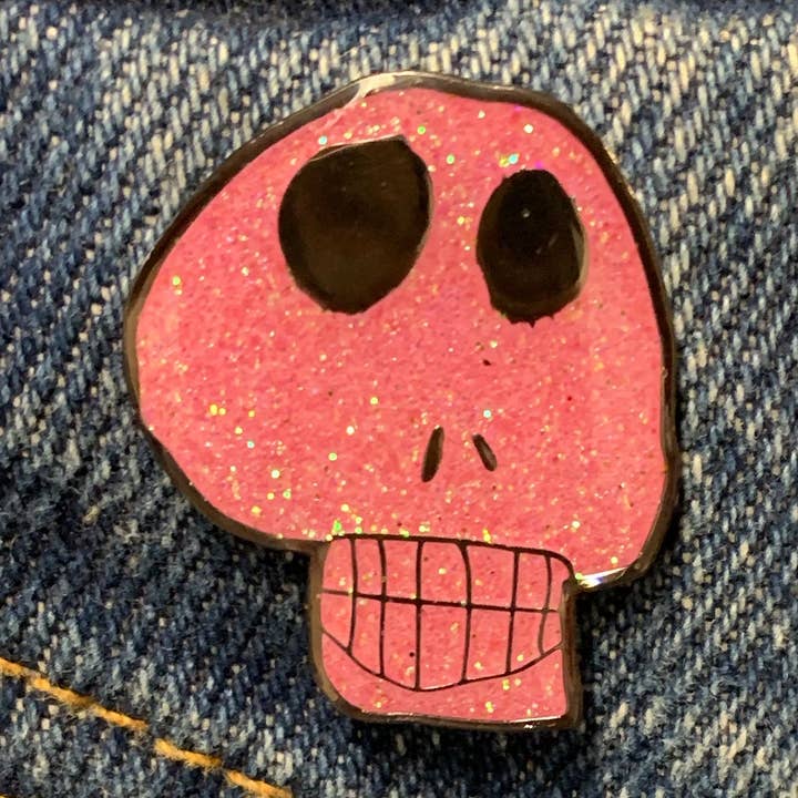 GLITTER Skull Enamel Pin for wholesale by Georgia Made This