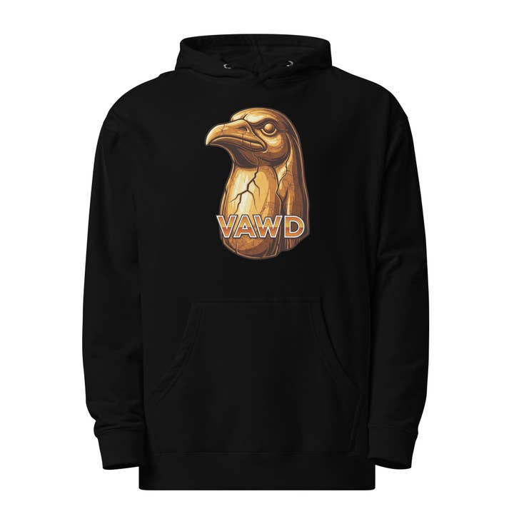 Sweat à Capuche Graphique Unisexe Doré avec Design d'Oiseau Métallique pour la vente par VAWDesigns