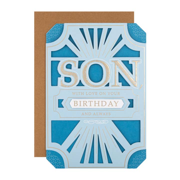 Birthday Card for Son - Blue Banner Design for wholesale by Hallmark