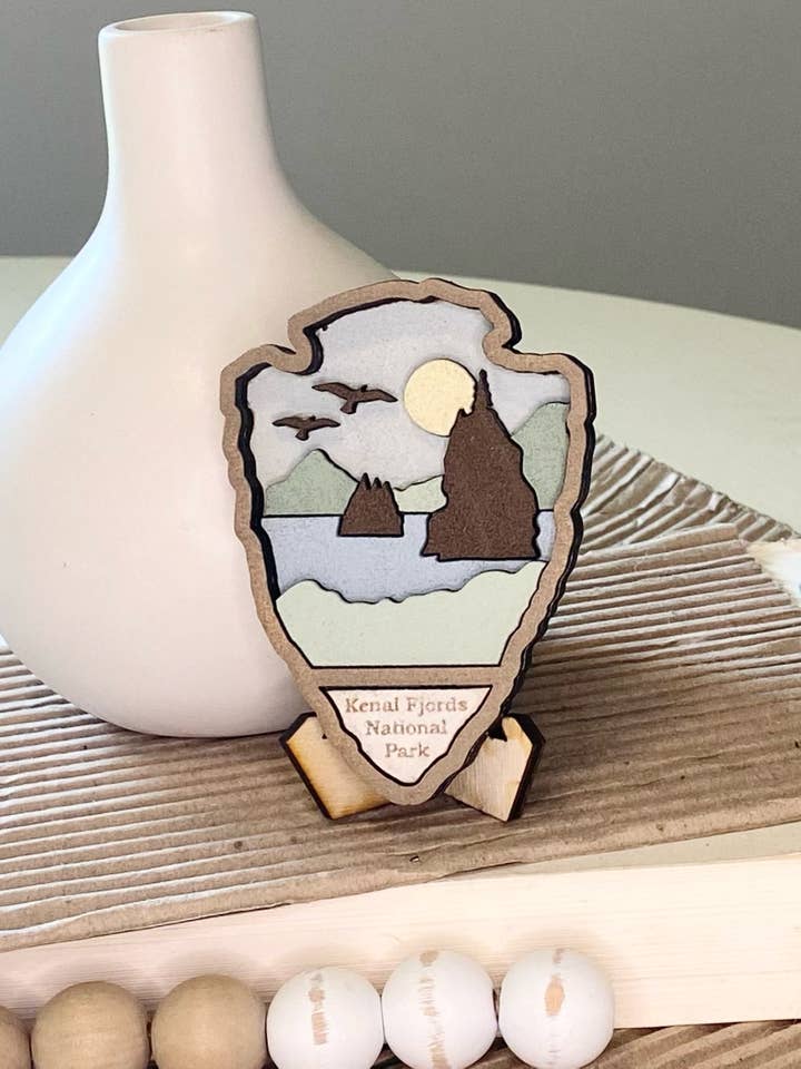 Kenai Fjords National Park, Wood Magnet, Mini Framed Sign for wholesale by Pine Designs