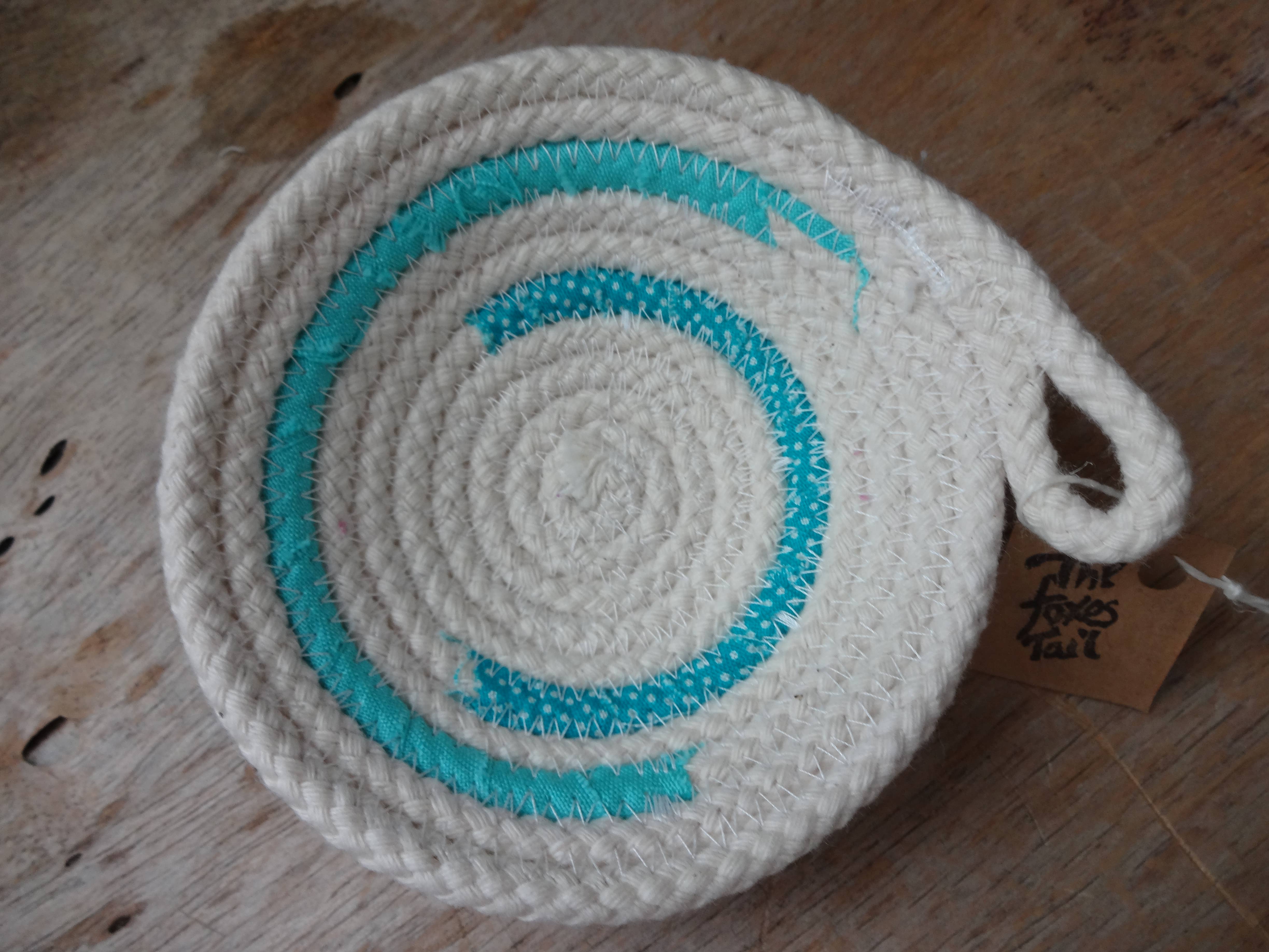 The Foxes Tail - Wholesale Decorative Plate/Dish/Bowl - Fabric Wrapped Cotton Rope Bowl: Small12
