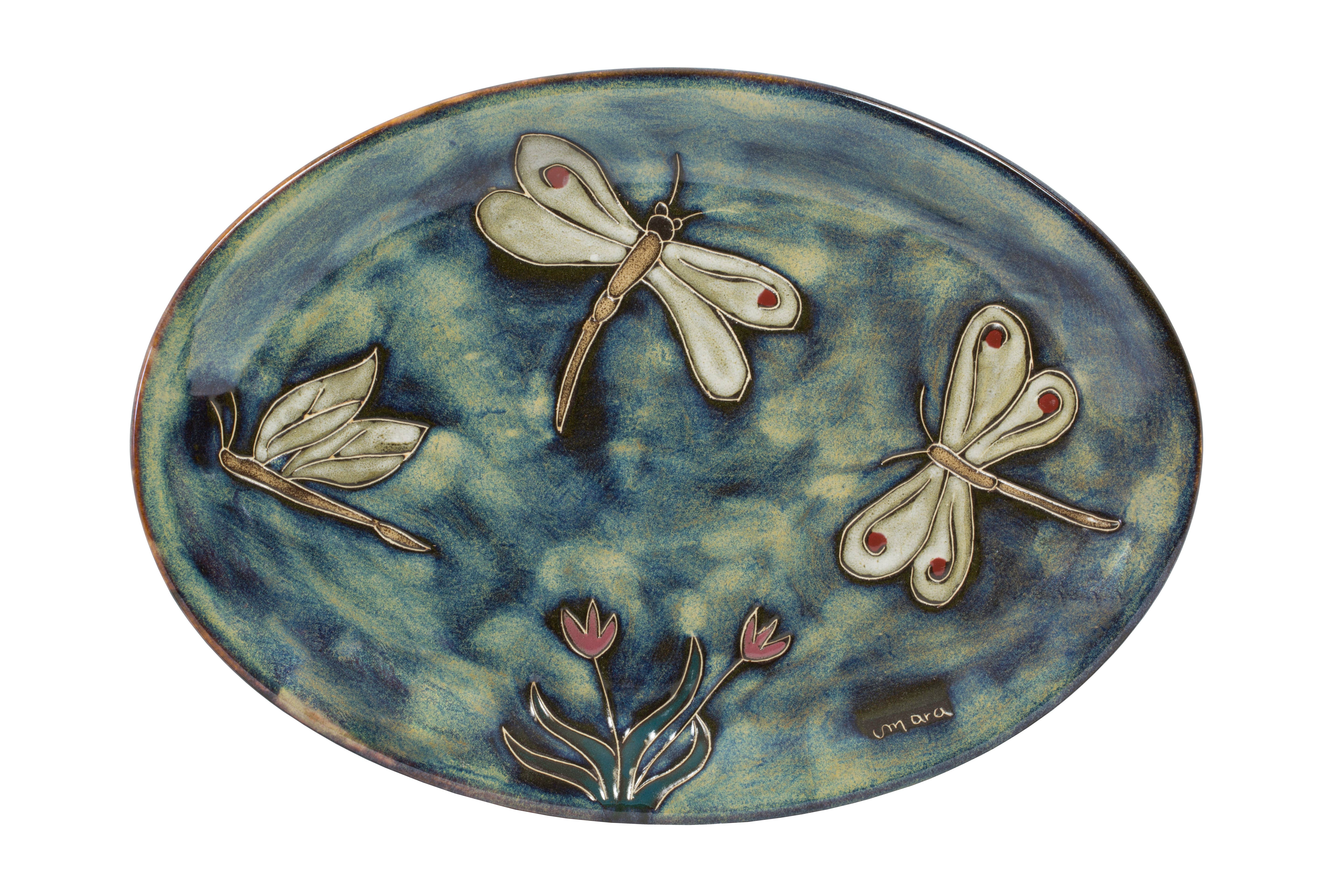 Mara 13" Oval Serving Platter - Dragonfly for wholesale by Galleyware