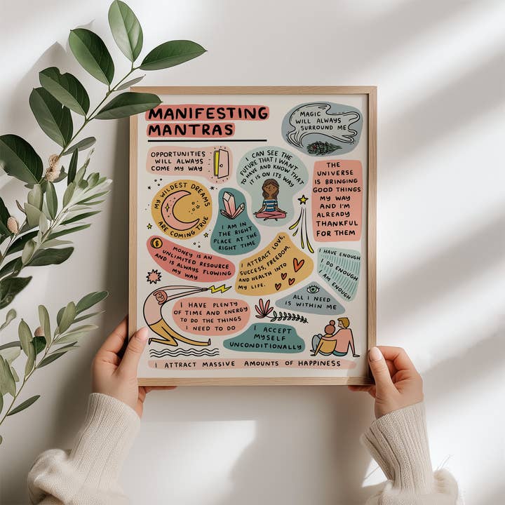 Impression artistique de mantras manifestes 8 x 10 pour la vente par Abbie Ren Illustration