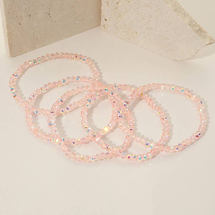 Sensibling Corp. - Wholesale Jewelry Set - 5PCS - Sparkling Faceted Beaded Stackable Stretch Multi Layered Bracelet20