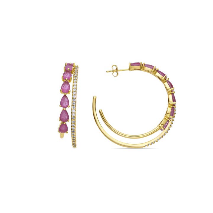 Pendientes Luxenter en argent sterling 925 et zirconium rubis finis en or jaune 18k - Ziabek pour la vente par Luxenter