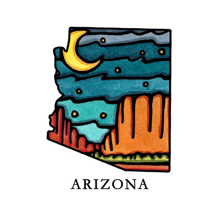 Sarah Angst Art - Wholesale Postcard - Custom Name Dropped State Postcards - Pack of 1003