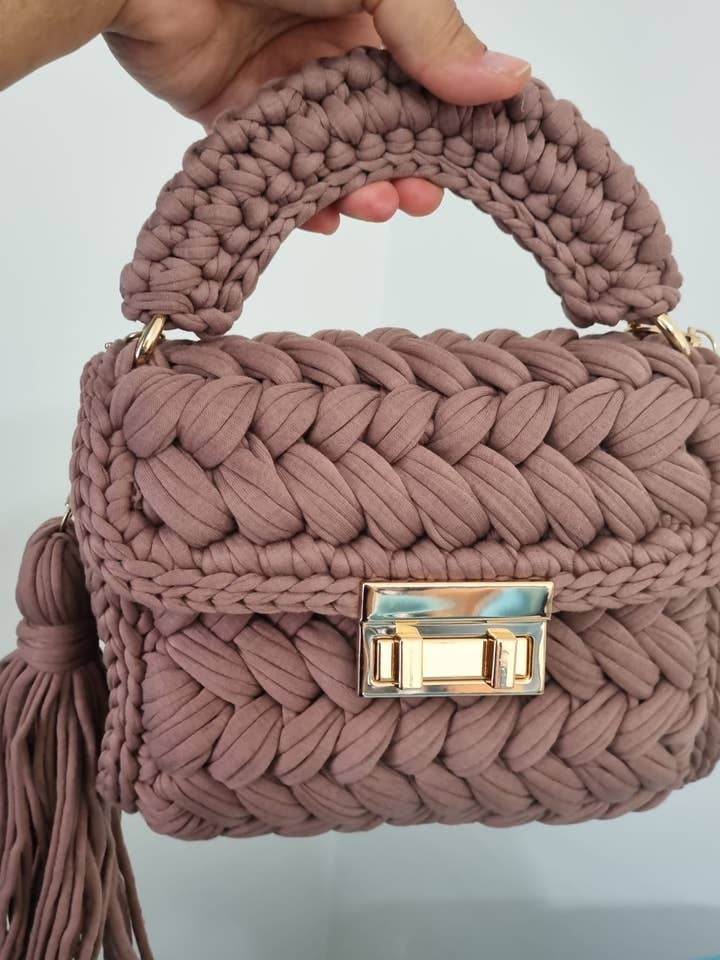 Bolso de mano marrón CHQEL para mujer, cartera de crochet hecha a mano para venta al por mayor de CHQEL