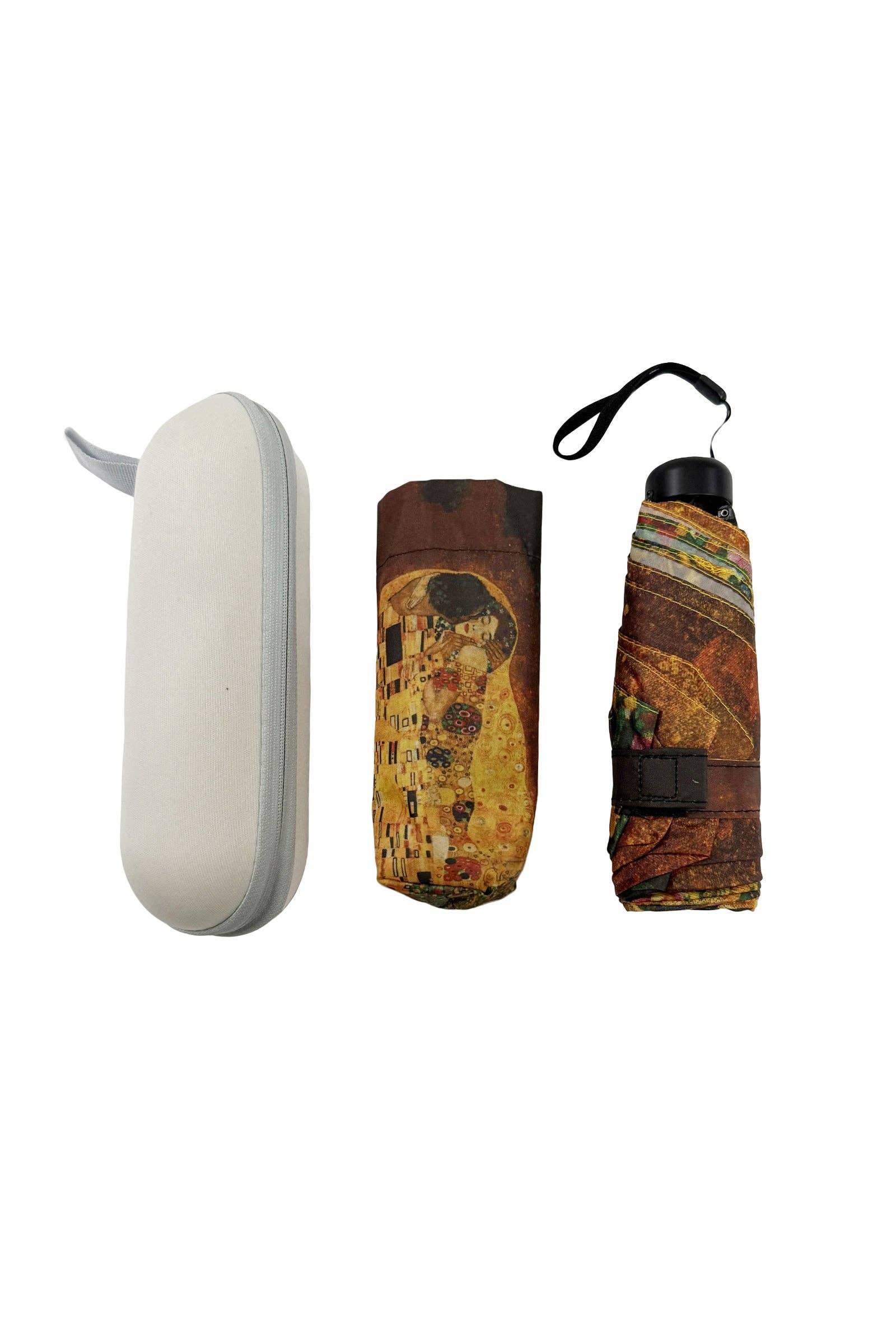 Cream Klimt The Kiss Umbrella with Travel Case (Mini) for wholesale on Faire1