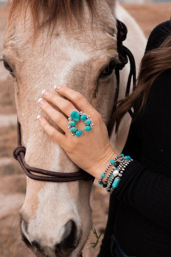 Krush Kandy – Anel de cocktail/declaração por atacado – Anel em Prata Esterlina Squash Blossom Horseshoe | Várias opções de pedra!8