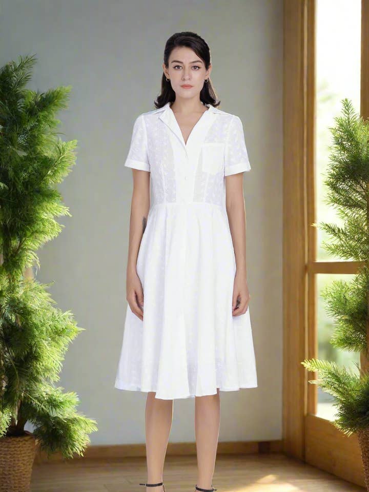 White cotton shirt-dress for wholesale by Alantino