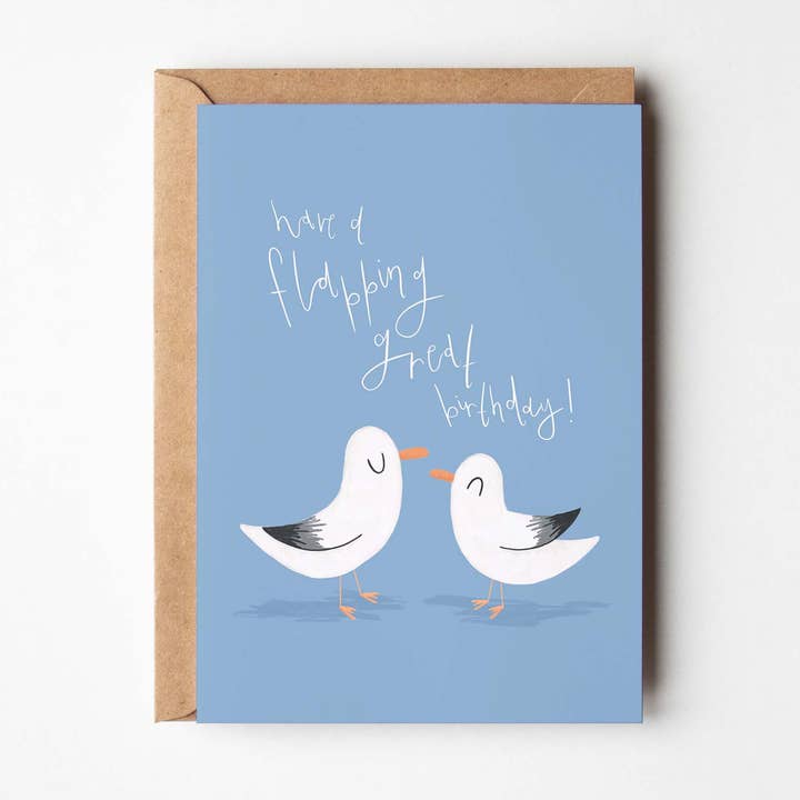 Seagull Cute Pun Seaside Bird Fødselsdagskort for engroshandel hos Mint and Pickle
