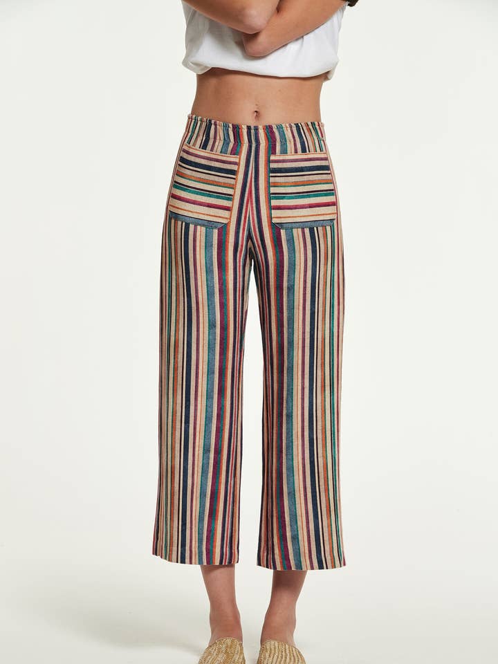 Gestreifte rustikale Leinenhose Gambal für den Großhandel von OKY