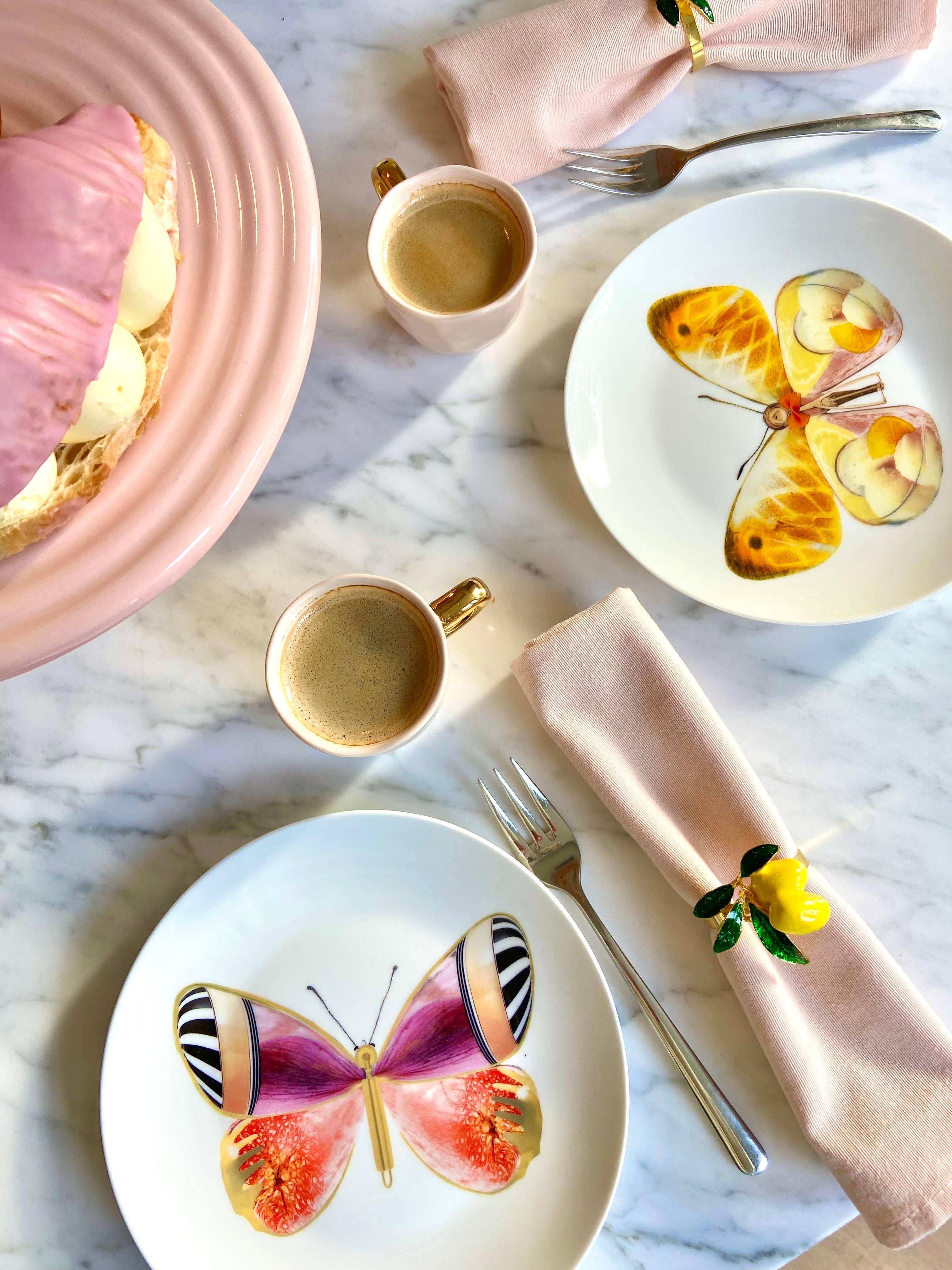 Bordy's - Venta al por mayor Plato grande - La vida de una farfalla - Piatti Dolci, set de 4 platos para postre15