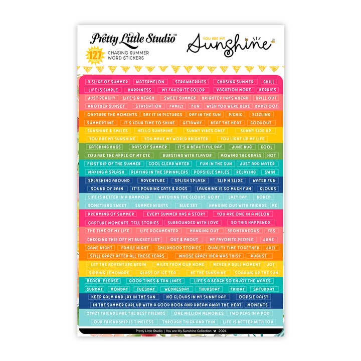 Adesivi con parole Chasing Summer (a colori) | Summer, Rainbow per la vendita all'ingrosso da parte di Pretty Little Studio