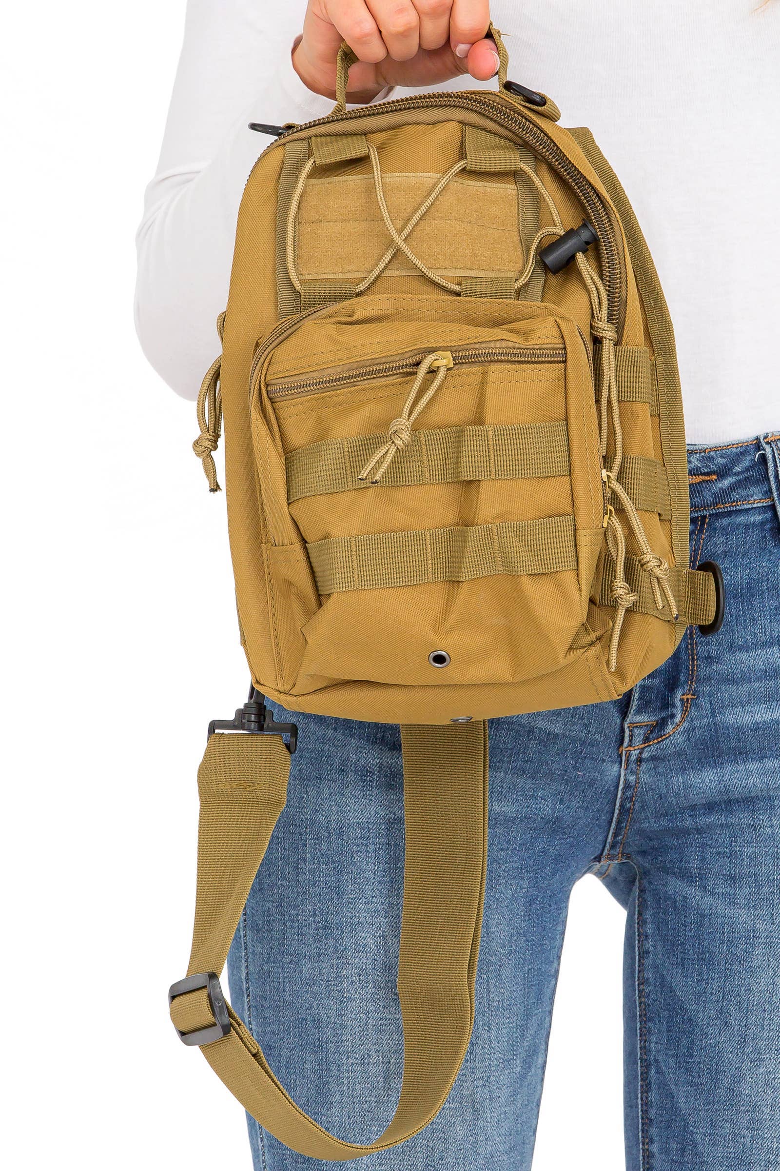 Cap Zone - Wholesale Crossbody Bag - Women's - Solid Tactical Utility Heavy Duty Durable Poly Sling Bag11