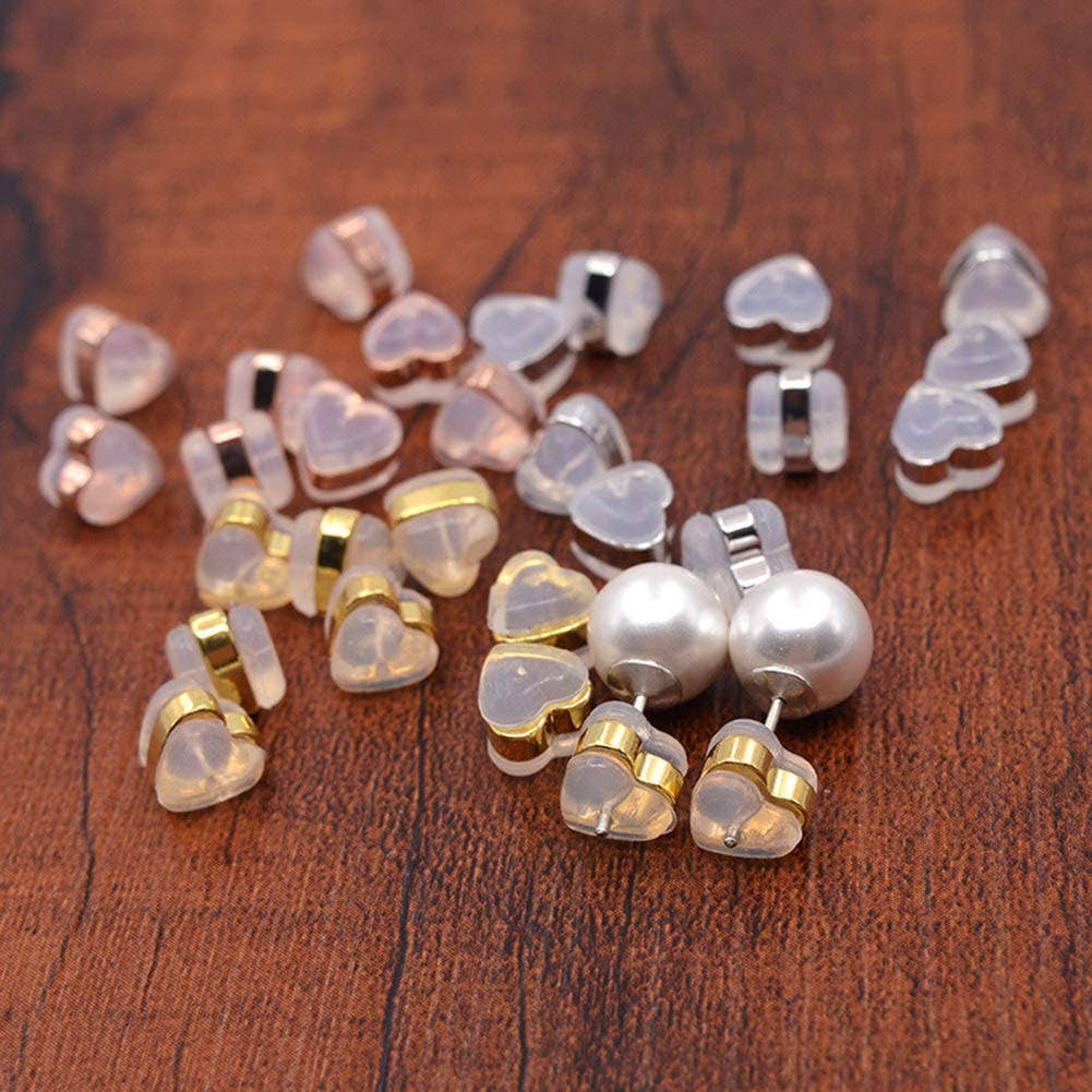 Aim Eternal - Venta al por mayor Pendientes de botón/aretes de poste - Repuestos de Respaldo de Silicona para Pendientes, Respaldo de Pendientes Suave y Transparente, Respaldo de Pendientes con Cierre en Forma de Corazón, Tope de Respaldo de Silicona para Pendientes de Joyería K-2273