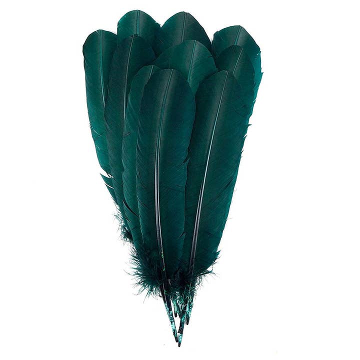 Turkey Quills by Pound - Right Wing - Hunter Green for wholesale by Zucker Feather Products