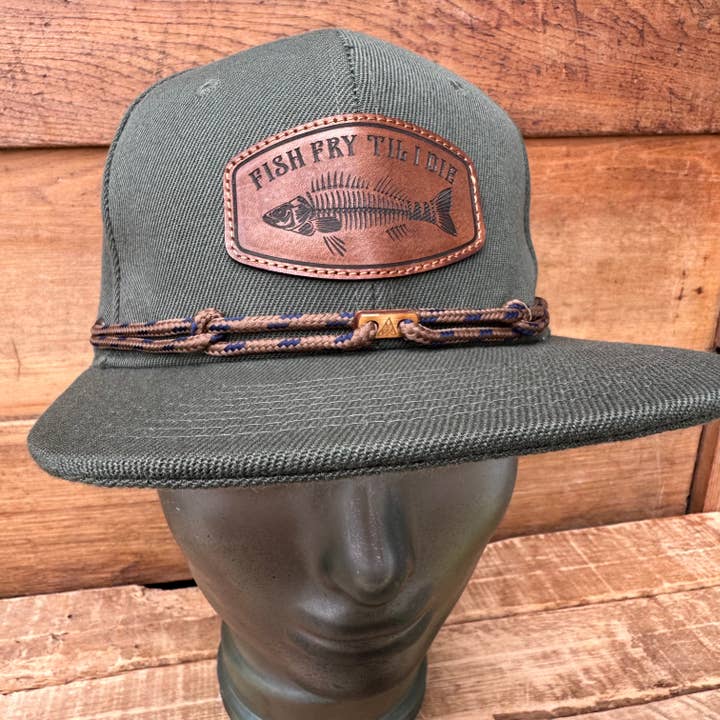 Midwest Apparel - Wholesale Flat Brim Cap - Unisex - Olive Green Fish Fry Hat4
