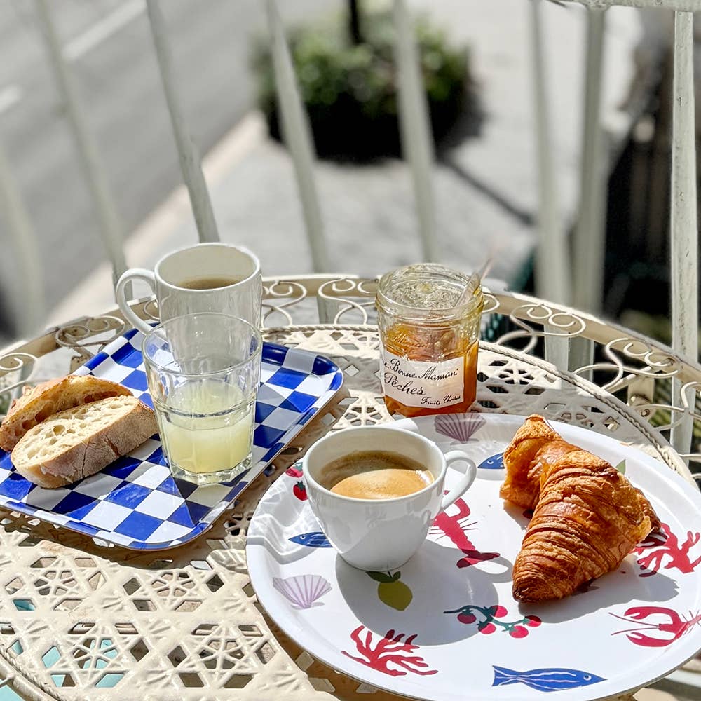 BLU KAT - Wholesale Serving Tray - Sea Salt CHECKER Rectangular Serving Tray - 27x20 cm1