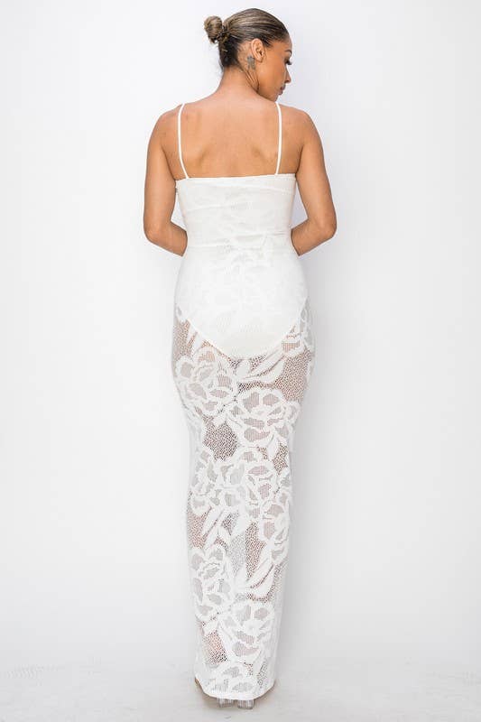 Kimcine - Wholesale Dress - Women's - KD9738-spaghetti strap lace maxi dress(REVISE)14