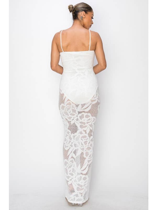 Kimcine - Wholesale Dress - Women's - KD9738-spaghetti strap lace maxi dress(REVISE)14