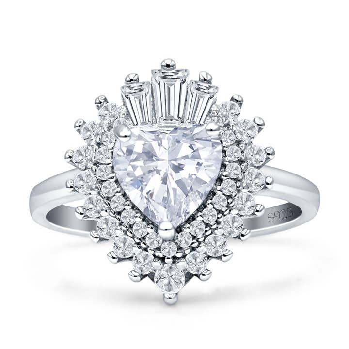 Heart Halo Cubic Zirconia Bridal Promise Ring for wholesale by Blue Apple Imports
