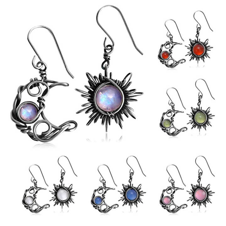 Bohemian Sun Moon Wrapped Gem Earrings and other Purchase Wholesale sun and moon. Free Returns & Net 60 Terms on Faire trending on Faire.