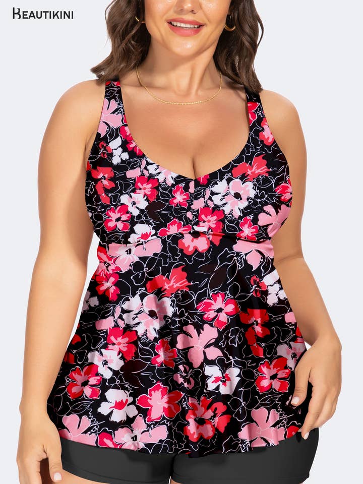 BEAUTIKINI Kvinders Blomstret Tankini Sæt for engroshandel hos Beautikini