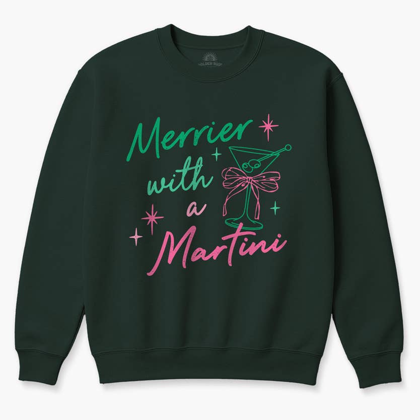 Golden Rose - Wholesale Graphic Sweatshirt - Women's - Merrier with a Martini Holiday Sweater – Festive Graphic3